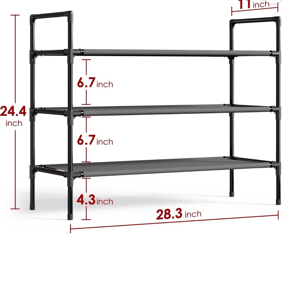 Black Three-Tier Shoe Rack - Picture 3 of 6